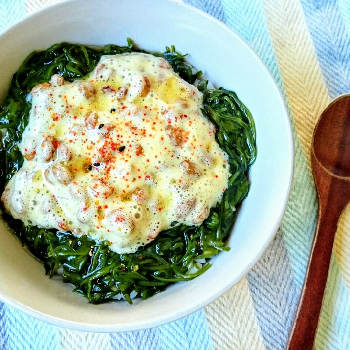 お手軽ひとりごはん♪納豆とめかぶのネバネバ丼